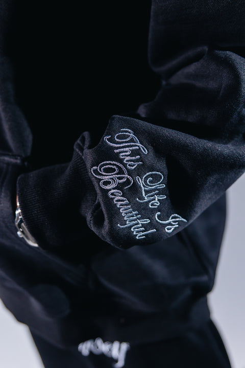 LOVE YOURSELF EMBROIDERED HOODIE - BLACK
