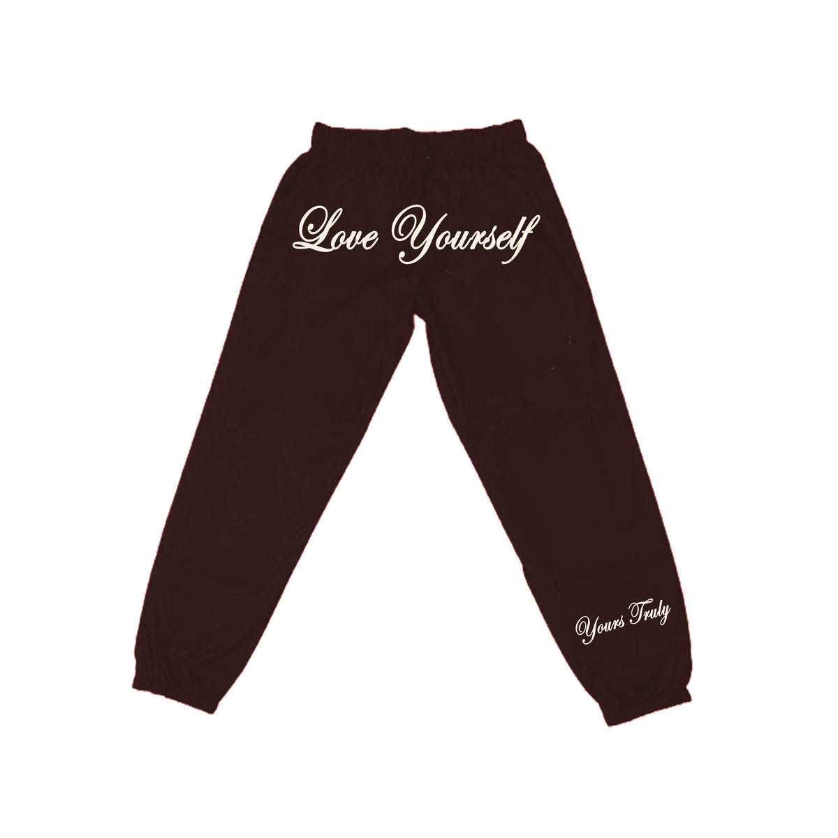 LOVE YOURSELF EMBROIDERED JOGGERS - BROWN