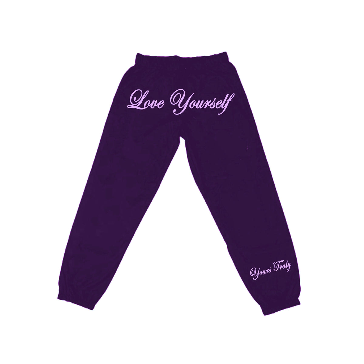 LOVE YOURSELF EMBROIDERED JOGGERS - PURPLE