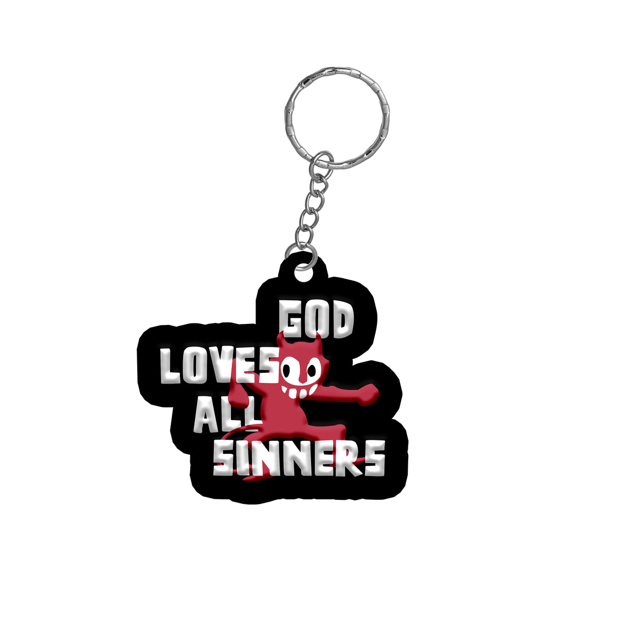 GOD LOVES ALL SINNERS KEYCHAIN