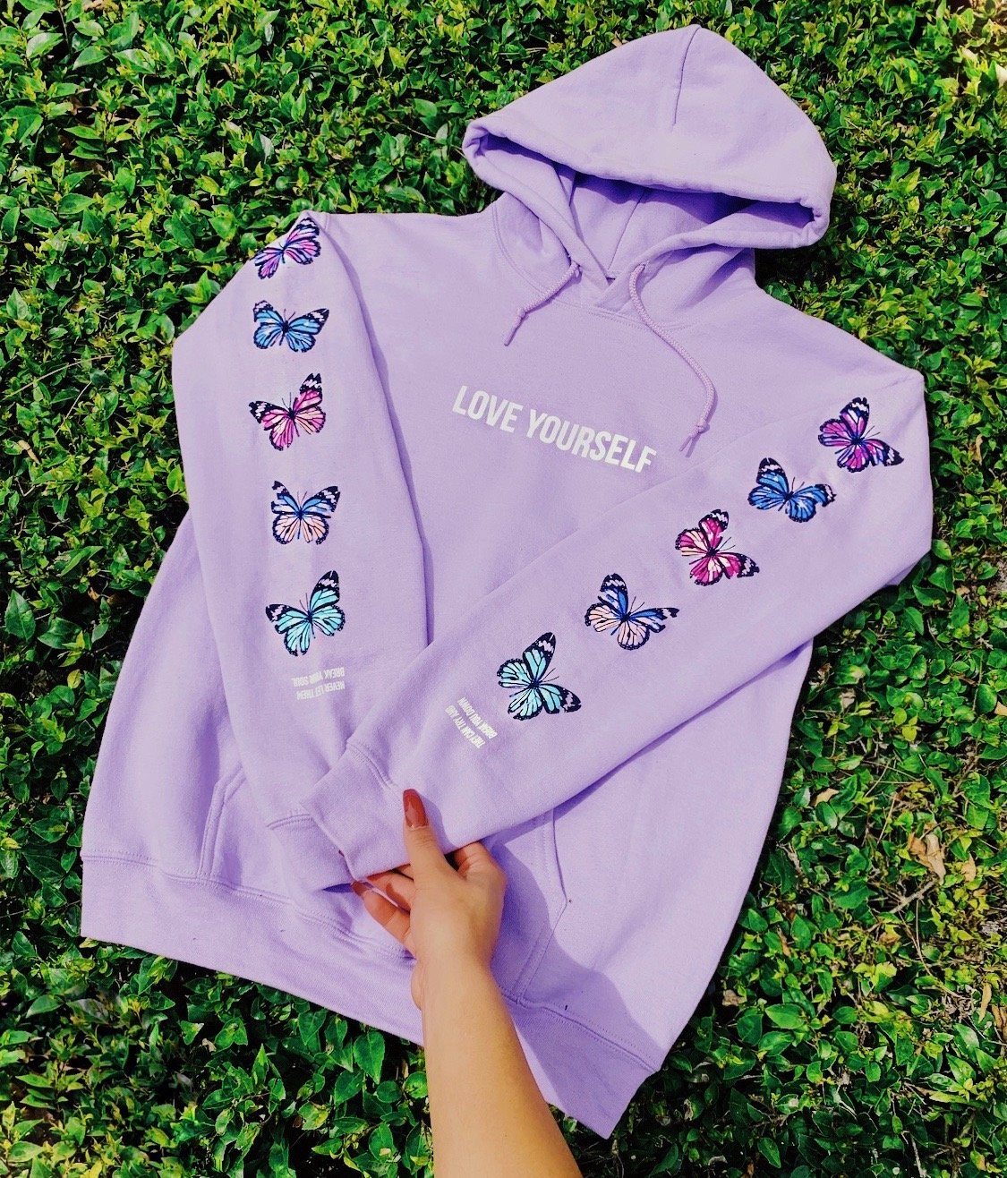 Love Yourself Broken Butterfly Hoodie - Purple - Yours Truly Clothing