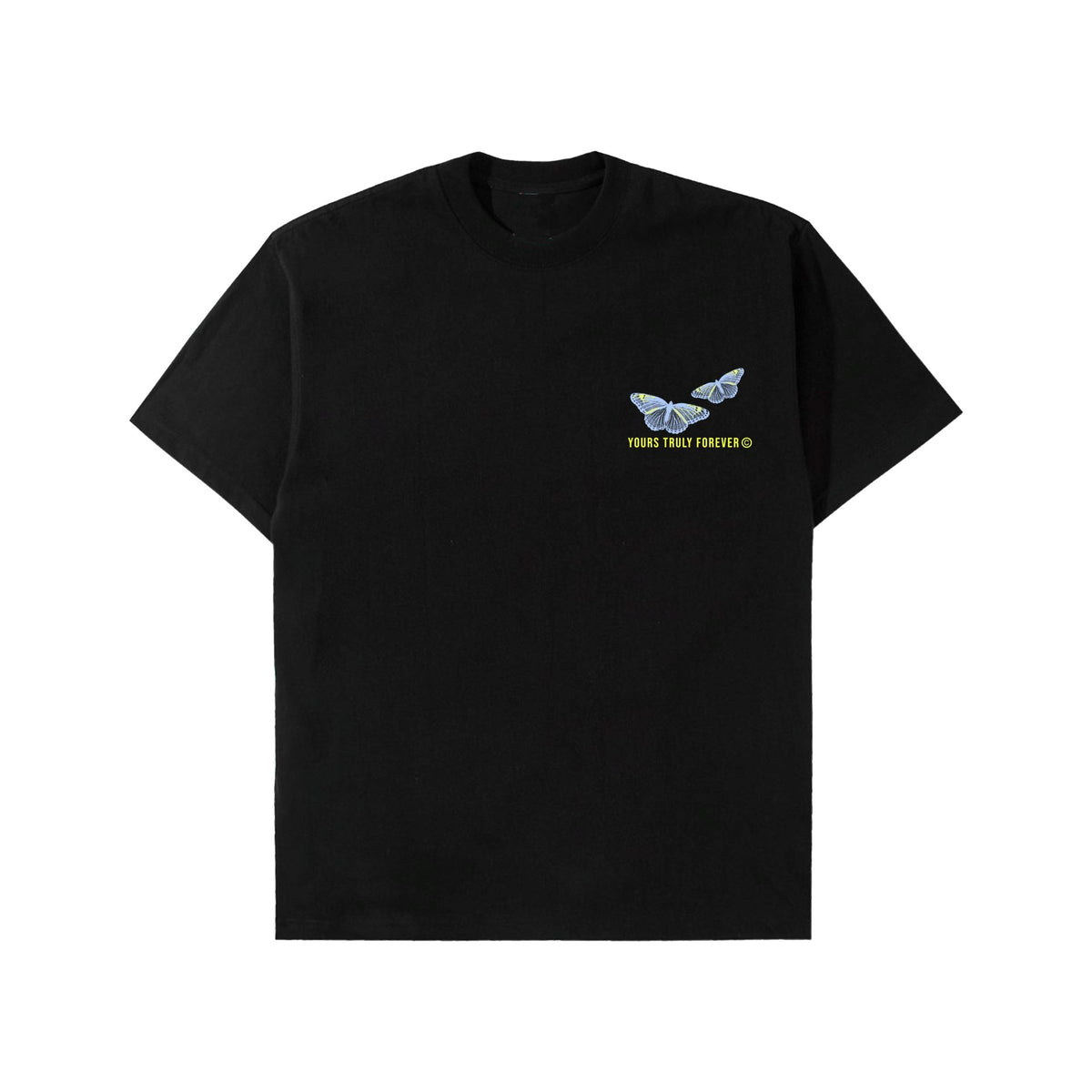BUTTERFLY SONG TEE - BLACK SHIRT Yours Truly Clothing 